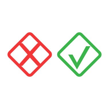 Hem evet hem hayır. Onaylama işareti. Simgeleri seç ve işaretle