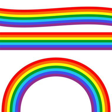 Beyaz arkaplan vektör gökkuşağı kümesi. Gökkuşağı 3d simgesi