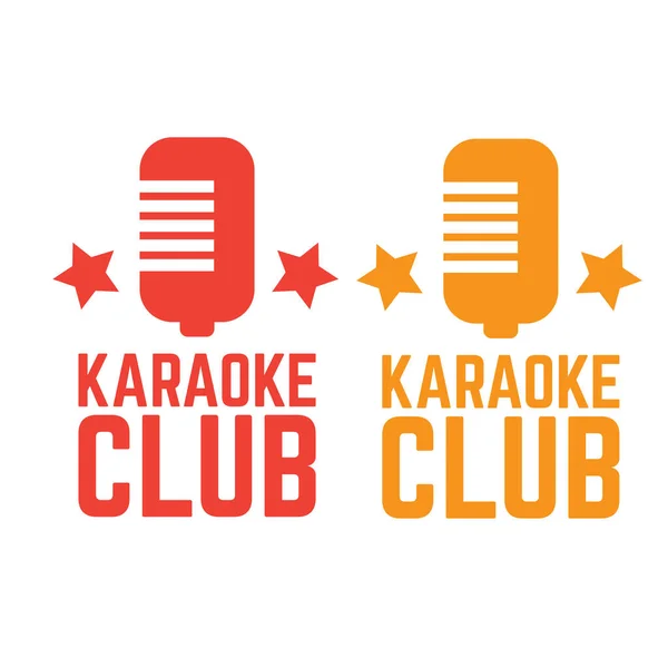 Retro Karaoke Klub Címke Karaoke Mikrofon Logó — Stock Vector