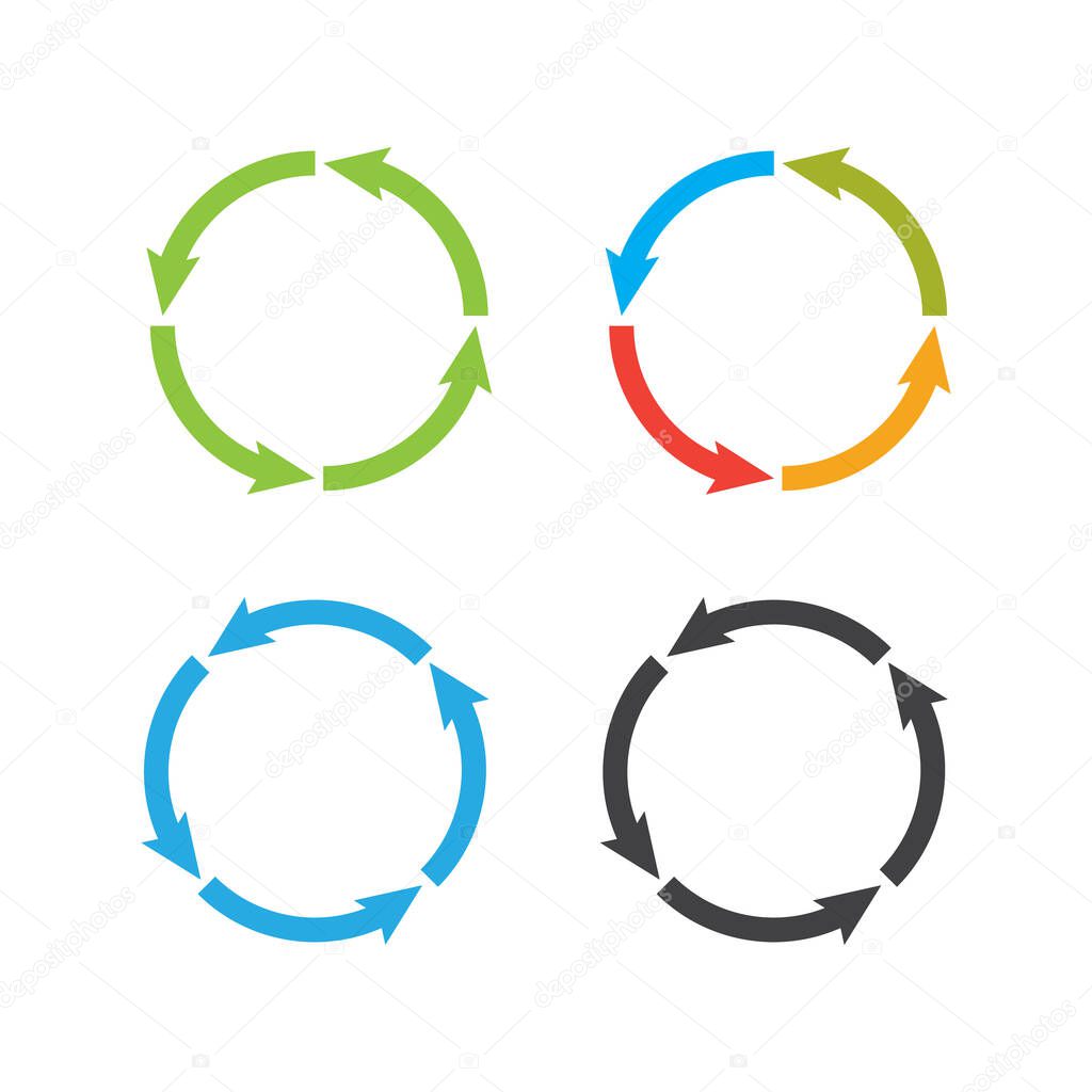 Circle arrows steps. Processes vector set for business infographic