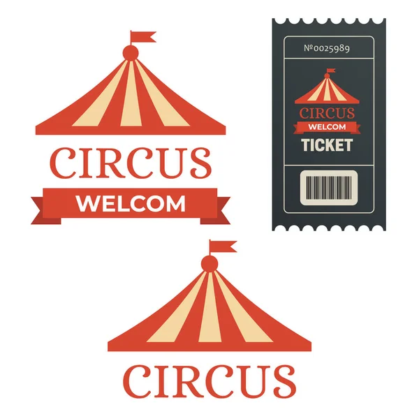 Old Carnival Circus Banners Circus Ticket Festival Sign — Stock Vector