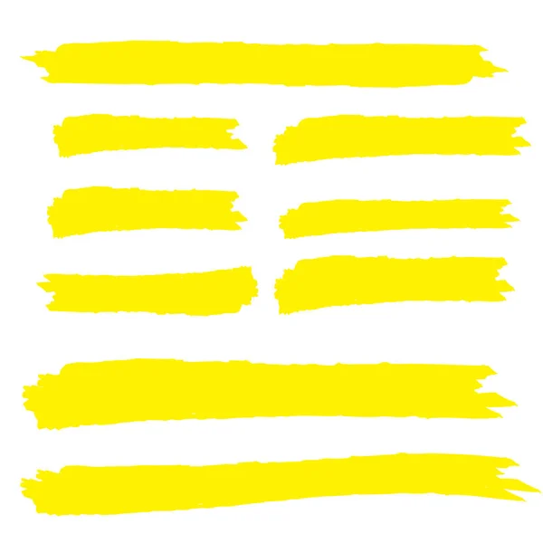 イエローハイラーマーカーストローク 黄色の水彩画の手のハイライト — ストックベクタ