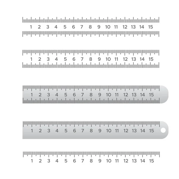Metallic Schoolleiders Heerser Centimeter Millimeter Decimeter Vector Illustratie — Stockvector