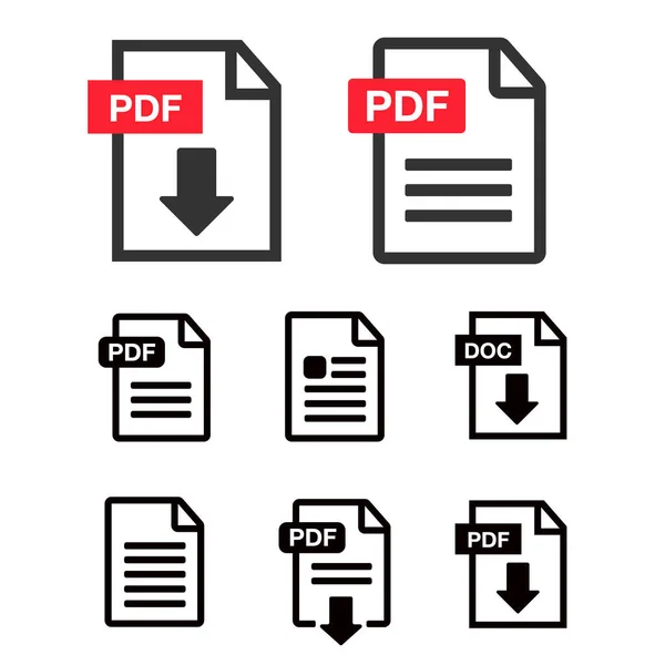 Pdf Fájl Ikonok Dokumentum Ikon Készlet Fájl Ikonok Vonal Stílus — Stock Vector