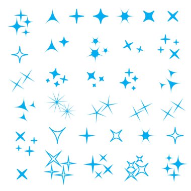 Parlak ışıklar ayarlandı. Parlayan ışık efekti yıldızı. Parıldayan ışıklar vektörü