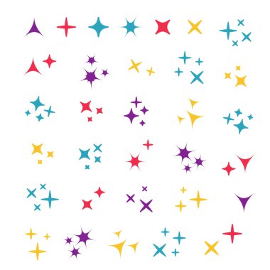 Parlak ışıklar ayarlandı. Parlayan ışık efekti yıldızı. Parıldayan ışıklar vektörü