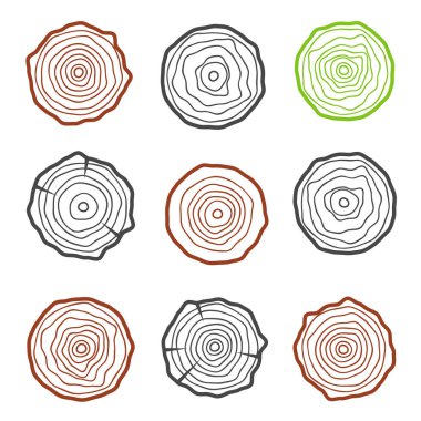 Ağaç halkaları vektör illüstrasyonu. Yıllık soyut yaş. Çember ağaç arkaplanı