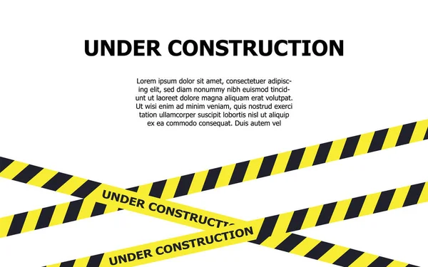 Construction Website Page Construction Tape Warning Banner Vector — Stock Vector