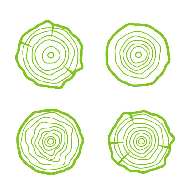 Anéis Árvore Ícones Ilustração Vetorial Idade Abstrato Anual Círculo Árvore — Vetor de Stock