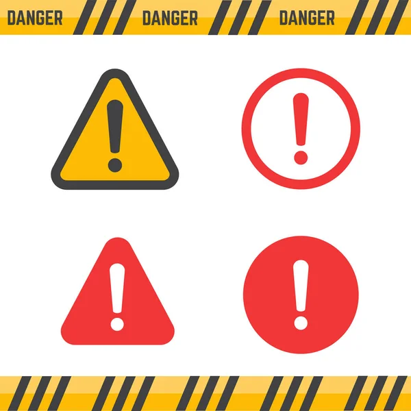 Danger Вывеска Плоский Дизайн Значок Ошибки Предосторожности — стоковый вектор
