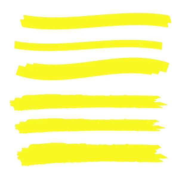黄色のハイライトマーカーライン ハイライトストロークと図面デザイン — ストックベクタ