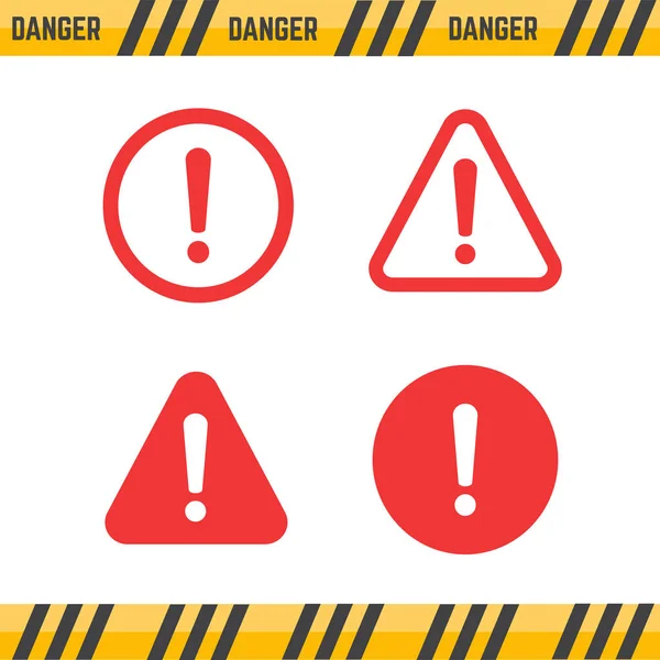 Danger Вывеска Плоский Дизайн Значок Ошибки Предосторожности — стоковый вектор