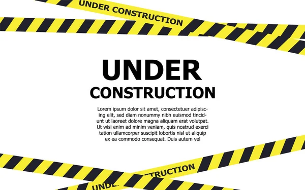 Página Web Construcción Construcción Cinta Advertencia Banner Vector — Vector de stock