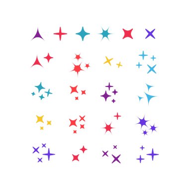 Parlak ışıklar ayarlandı. Parlayan ışık efekti yıldızı. Parıldayan ışıklar vektörü