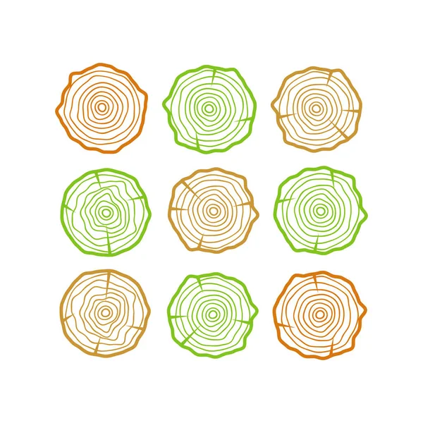 Дерево Кольца Иконок Векторной Иллюстрации Абстрактный Возраст Ежегодно Фон Кругового — стоковый вектор