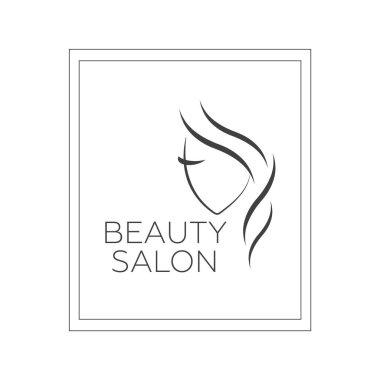 Kuaför salonu için güzel kadın vektör logosu şablonu, güzellik salonu, kozmetik prosedürler, spa merkezi. Kuaför salonu için vektör logo şablonu