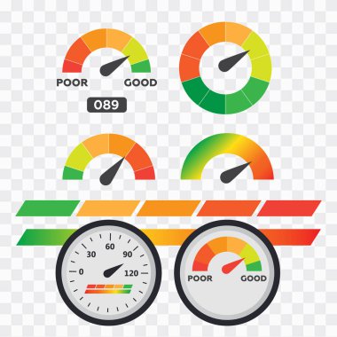 Kredi puanı göstergeleri ve göstergeler vektör seti eps10