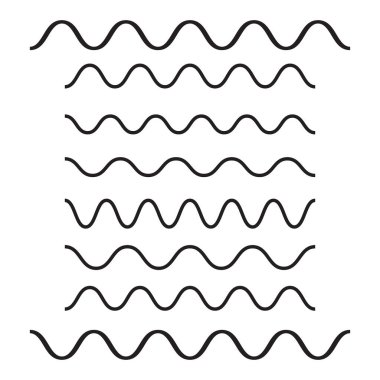 Dalga ana hatları simgesi, modern minimal düz tasarım tarzı. İnce çizgi sembolü salla