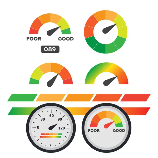 Credit Score Indikatoren Und Messgeräte Vektor Set Eps10 — Stockvektor