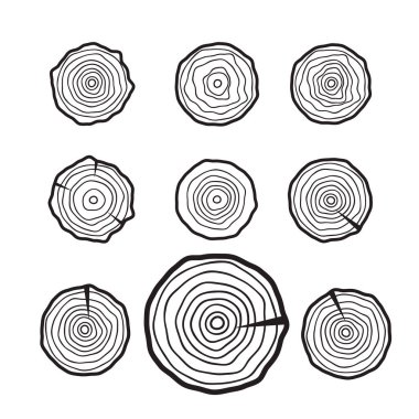 Ağaç halkaları simgeleri, kesilmiş testere kavramı