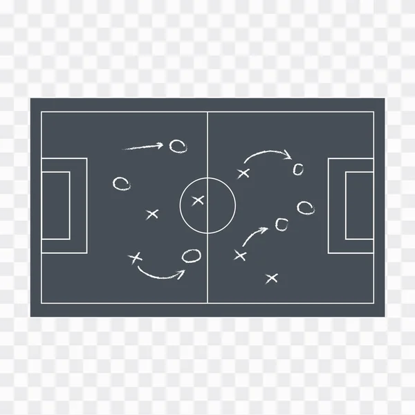 Realistic Blackboard Drawing Soccer Football Game Strategy — Stock Vector