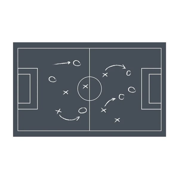 Realistic Blackboard Drawing Soccer Football Game Strategy — Stock Vector