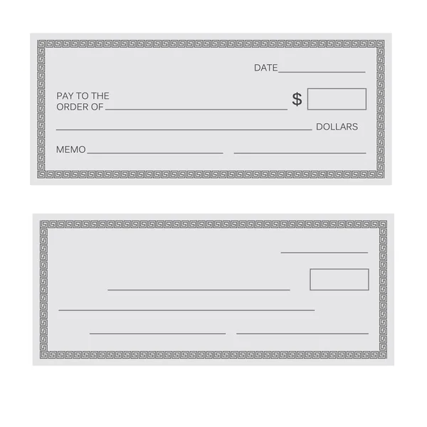 Comprobación Blanco Plantilla Cheque Bancario Set Vector — Vector de stock