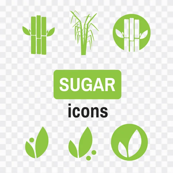 Cukornád Cukornád Cukornád Lapos Ikonok Készlet Illusztráció Vektor — Stock Vector