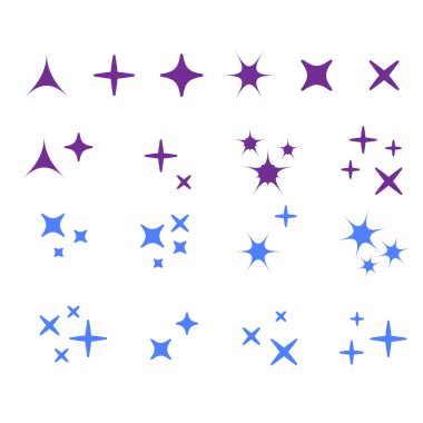 Icon set parıldıyor. Yıldız elemanı, hafif ve parlak vektör