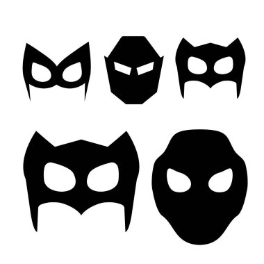 süper kahraman maske vektör çizim set