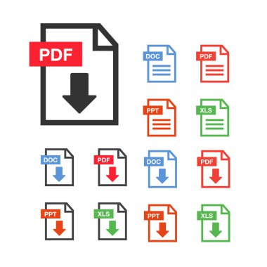 PDF dosya download simgesi. Belge metni, web sembol
