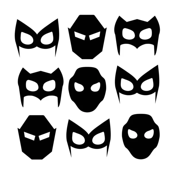 Super Herói Máscaras Conjunto Ilustração Vetorial —  Vetores de Stock