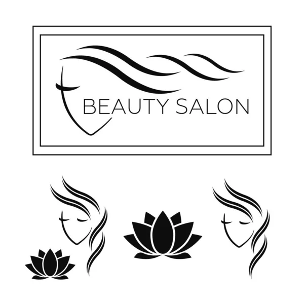 Hermosa Mujer Vector Logotipo Plantilla Para Salón Belleza Salón Belleza — Archivo Imágenes Vectoriales