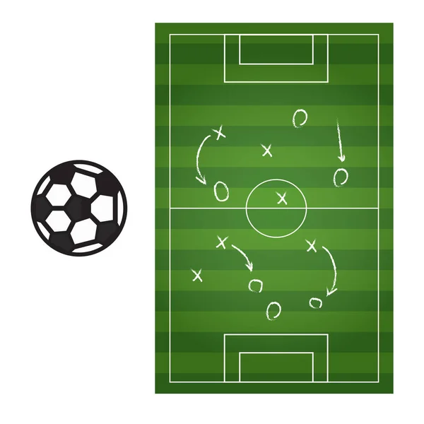 黒板テクスチャー セットに分離されたフットボールまたはサッカーのゲームの戦略計画 — ストックベクタ