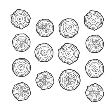 Ağaç halkaları vektör illüstrasyonu. Yıllık soyut yaş. Çember ağaç arkaplanı