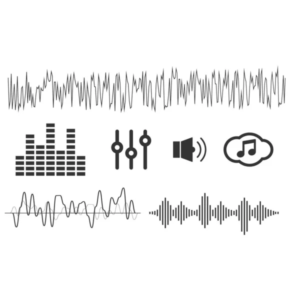 音波の概念 音波ベクトルだ 音の波のサインやフラットスタイルのシンボル 音波ベクトル — ストックベクタ