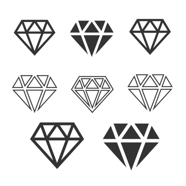 Conjunto Iconos Diamante Signo Diamante Vector Conjunto — Vector de stock