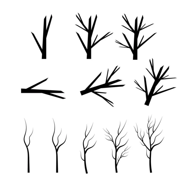 Vector Tree Branches Silhouette Leaf Vector — Stock Vector