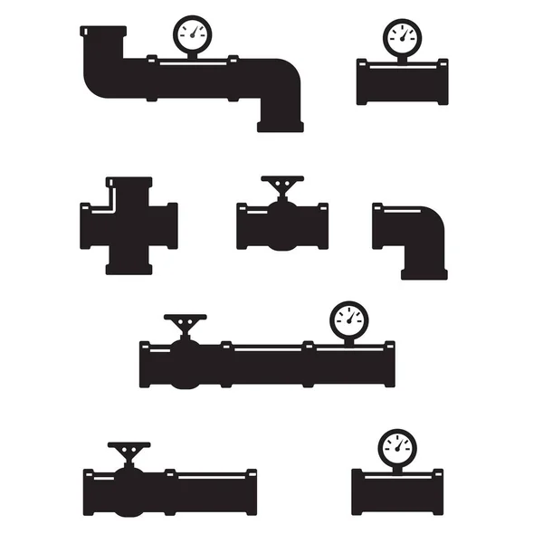 Conjunto Iconos Vectoriales Accesorios Tubería Industria Del Tubo Tubería Construcción — Archivo Imágenes Vectoriales