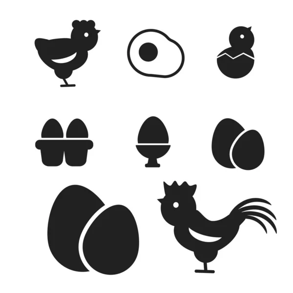 Iconos Vectoriales Huevo Huevos Huevos Desayuno Huevos Animales — Vector de stock