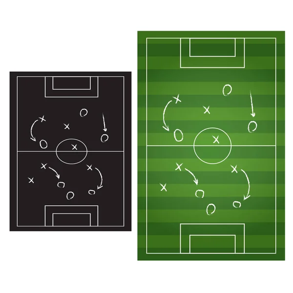 Plan Estrategia Juego Fútbol Fútbol Aislado Textura Pizarra Con Tiza — Vector de stock