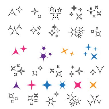 Parlak havai fişek, dekorasyon pırıltısı, parlak ışık. Parlayan ışık efekti yıldızı. Parıldayan ışıklar vektörü