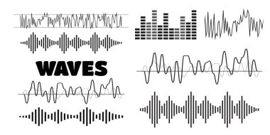 Ses dalgaları konsepti. Ses dalgaları vektörü. Ses dalgaları düz bir şekilde işaret ve sembol verir