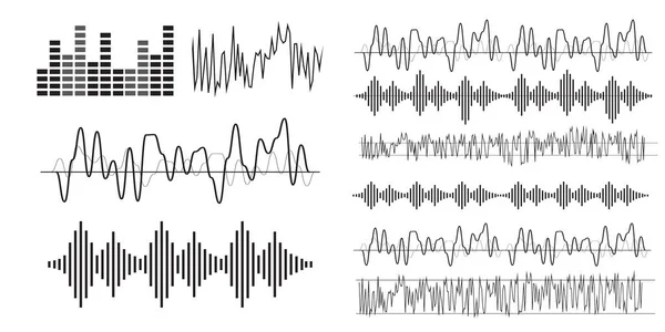 Formes Ondes Sonores Vectorielles Ondes Sonores Icônes Musicales — Image vectorielle