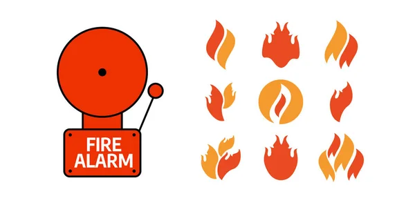 Sistema Allarme Antincendio Illustrazione Vettoriale Allarme Rosso — Vettoriale Stock