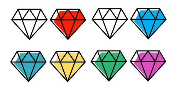 Diamantlinjerikonen Diamant Kontur Vektor Tecken Lysande Vektorikon — Stock vektor