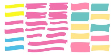 Sarı vektör işaretleyici elementler ayarlandı. Sarı işaretleyici metin seçimi