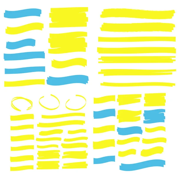 Yellow Highlight Marker Lines Highlighter Strokes Drawing Design — Stock Vector
