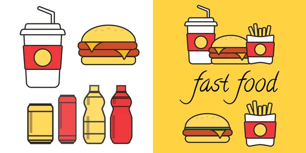 Vetor Ícones Hambúrguer Ilustração Vetor Fast Food — Vetor de Stock