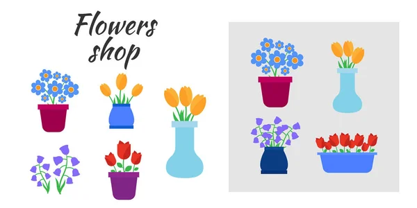 Bahar Çiçekleri Eğlenceli Sevimli Vektör Bahar Çiçekleri Simgeleri — Stok Vektör